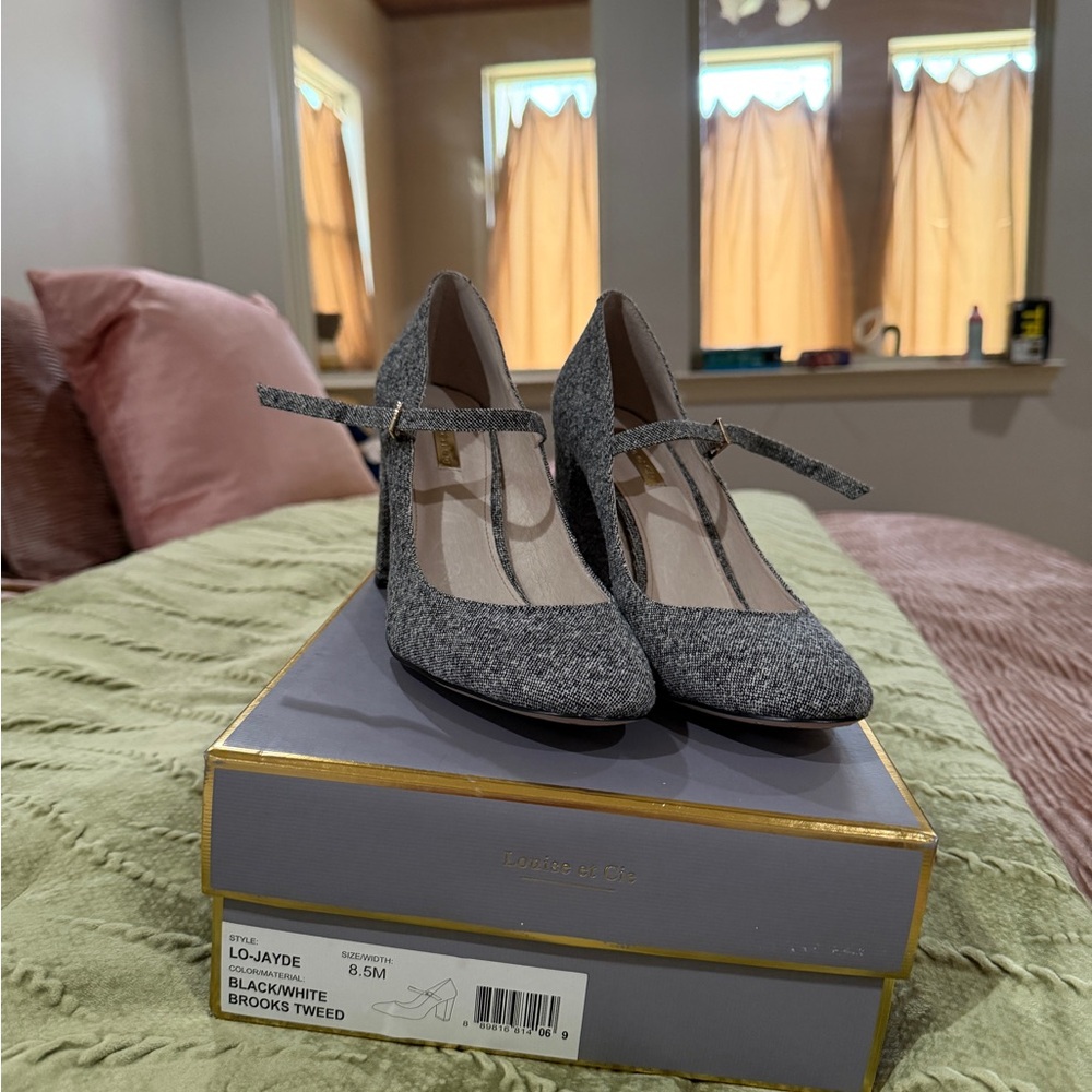 Louise et Cie Black and White Tweed Heels